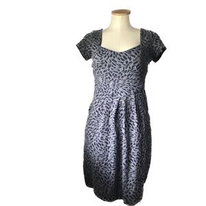 Anthropologie Caledonia Cut Out Pleated Blue Jacquard Sheath Dress Boho Size XS